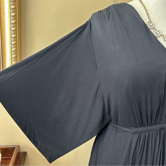 Soma Soft Jersey Flutter Sleeve Caftan Short Bra Dress Black Size XXL NWT - Picture 6 of 16